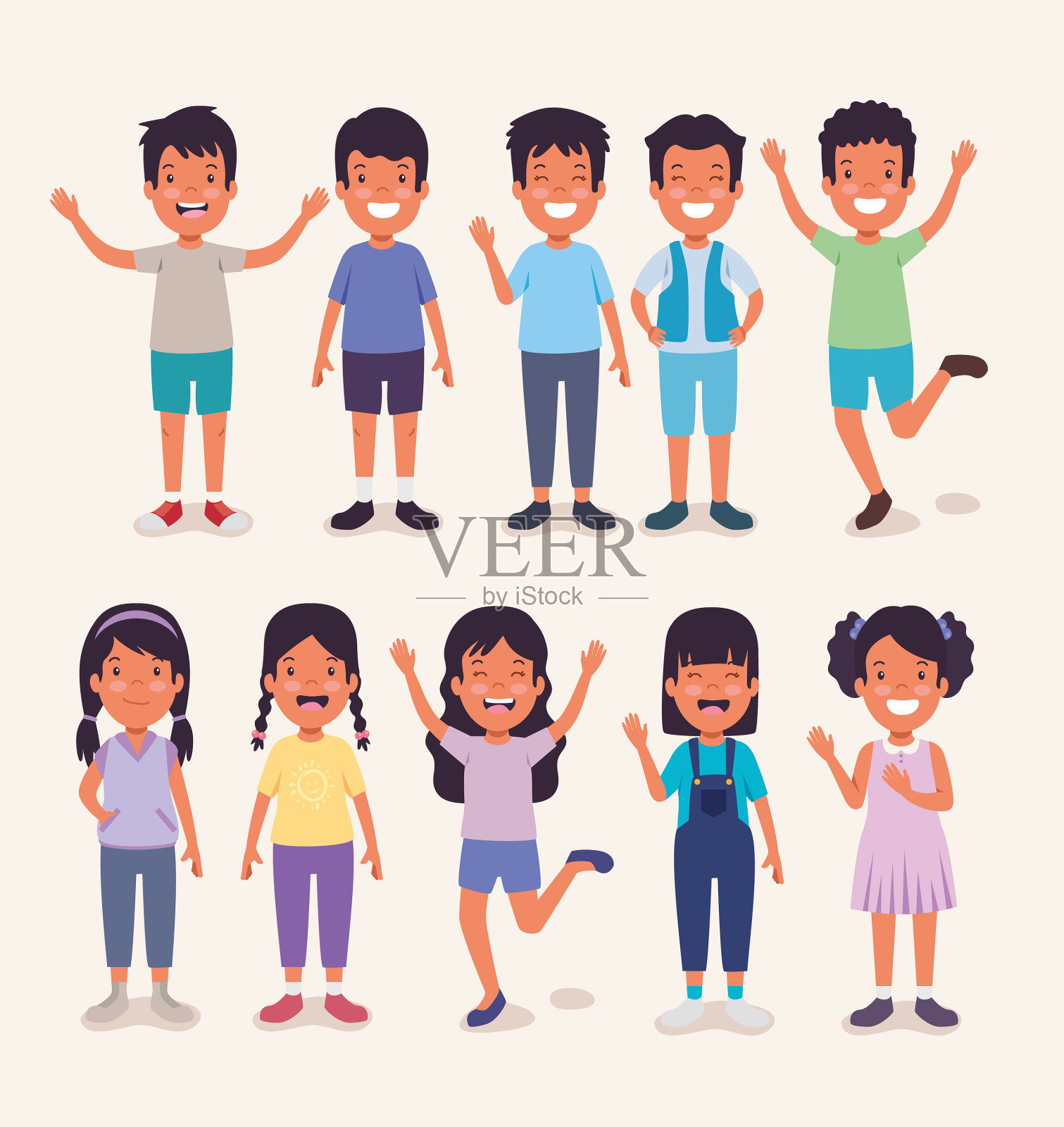 可爱的儿童群体插画图片素材