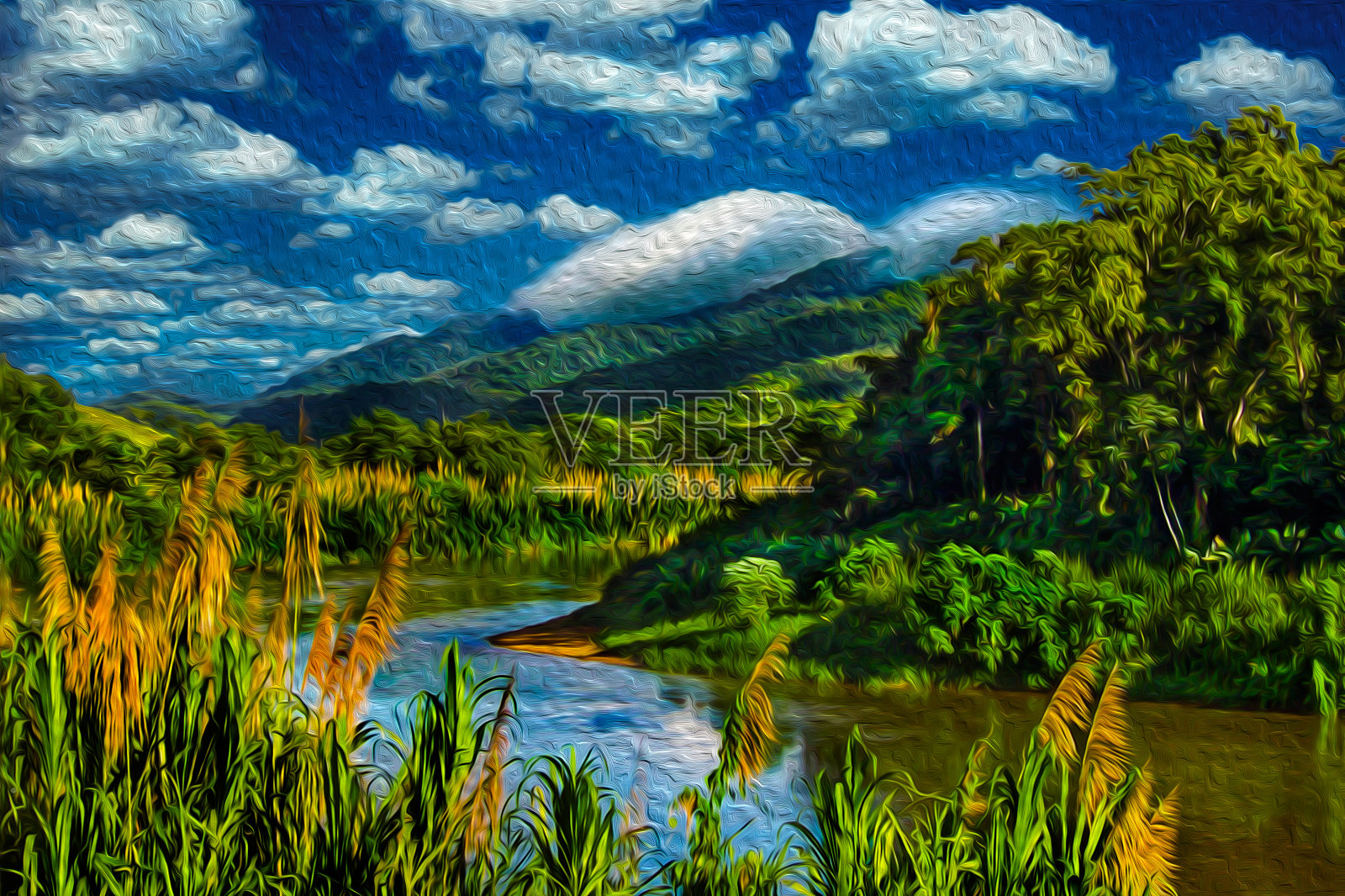 河流在巴西的山地景观与森林照片摄影图片