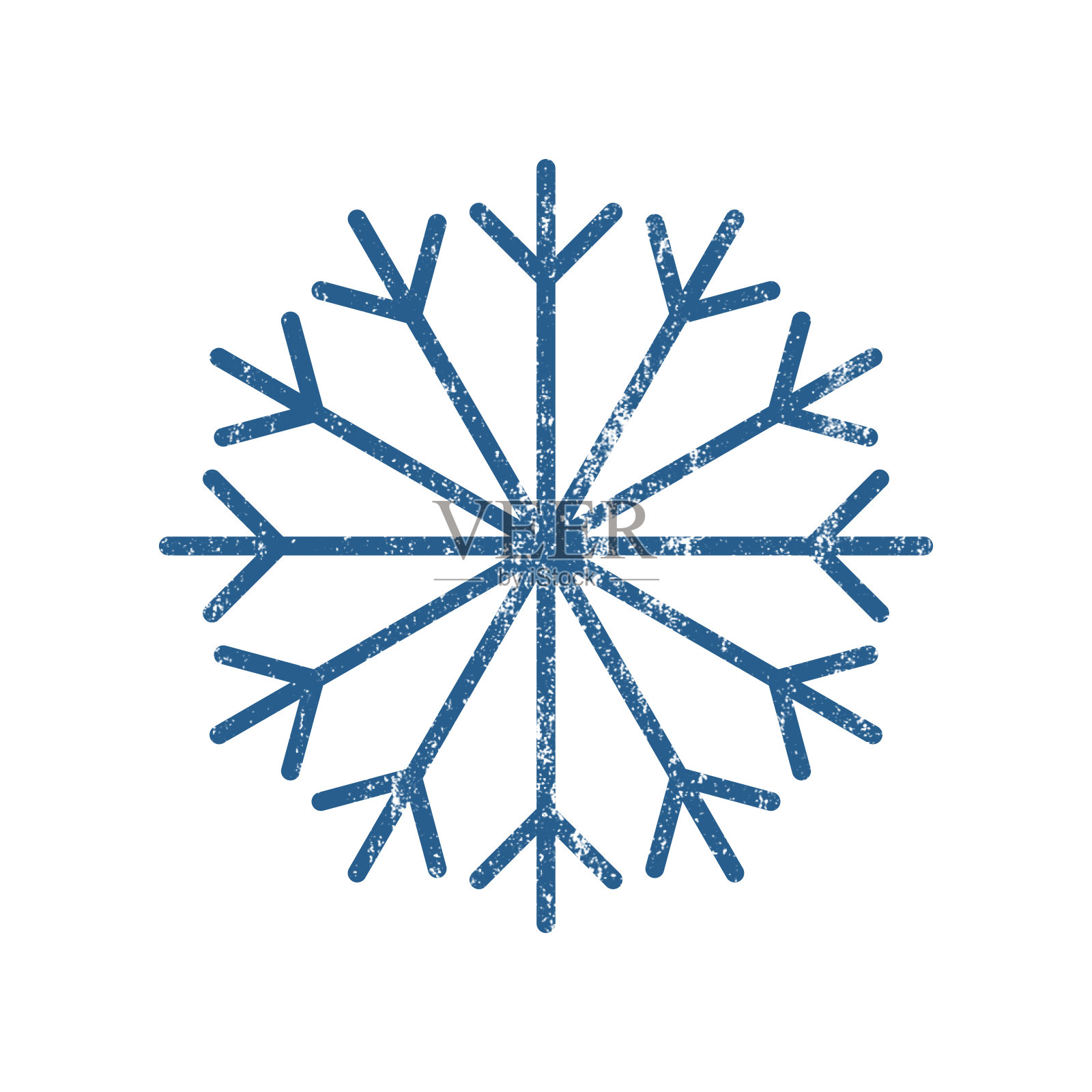 圣诞装饰设计元素——蓝色雪花，具有雪花纹理效果。插画图片素材