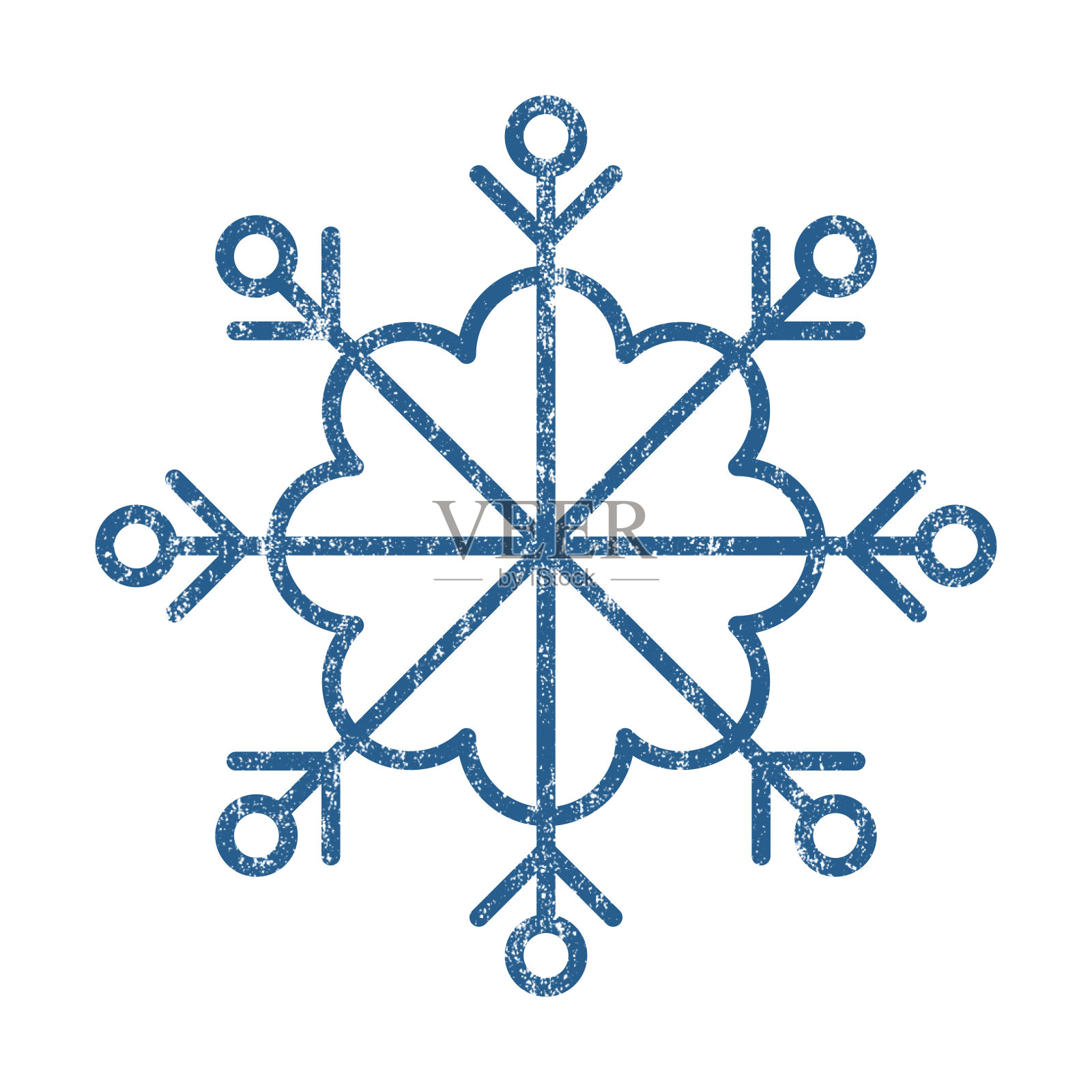 圣诞装饰设计元素——蓝色雪花，具有雪花纹理效果。插画图片素材