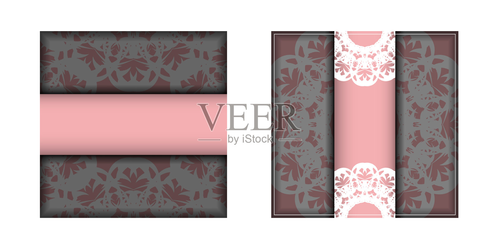 模板祝贺小册子粉红色与抽象的白色装饰为您的设计。插画图片素材