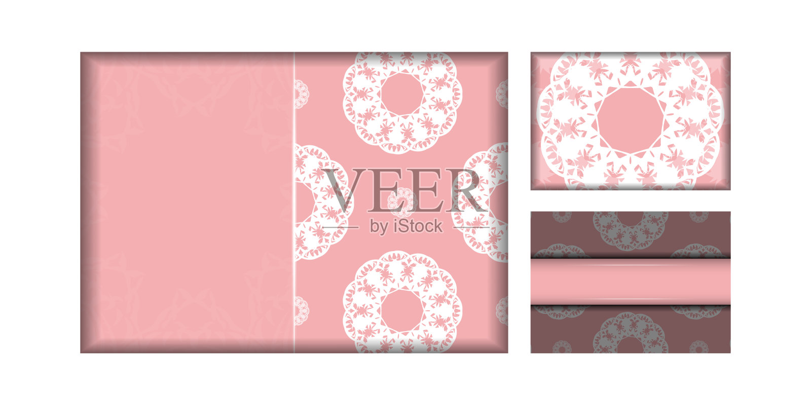 贺卡模板粉红色与希腊白色图案为您的设计。插画图片素材