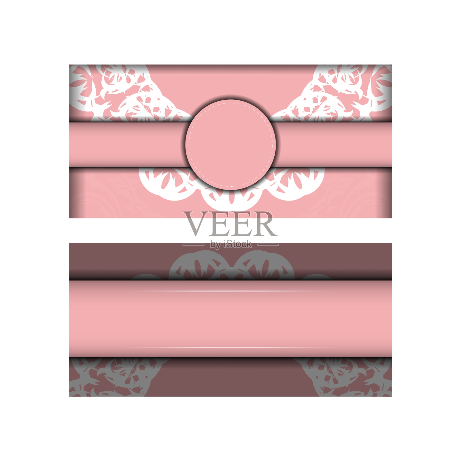 为你的品牌设计的粉红色带有印度白色装饰的祝贺手册模板。插画图片素材