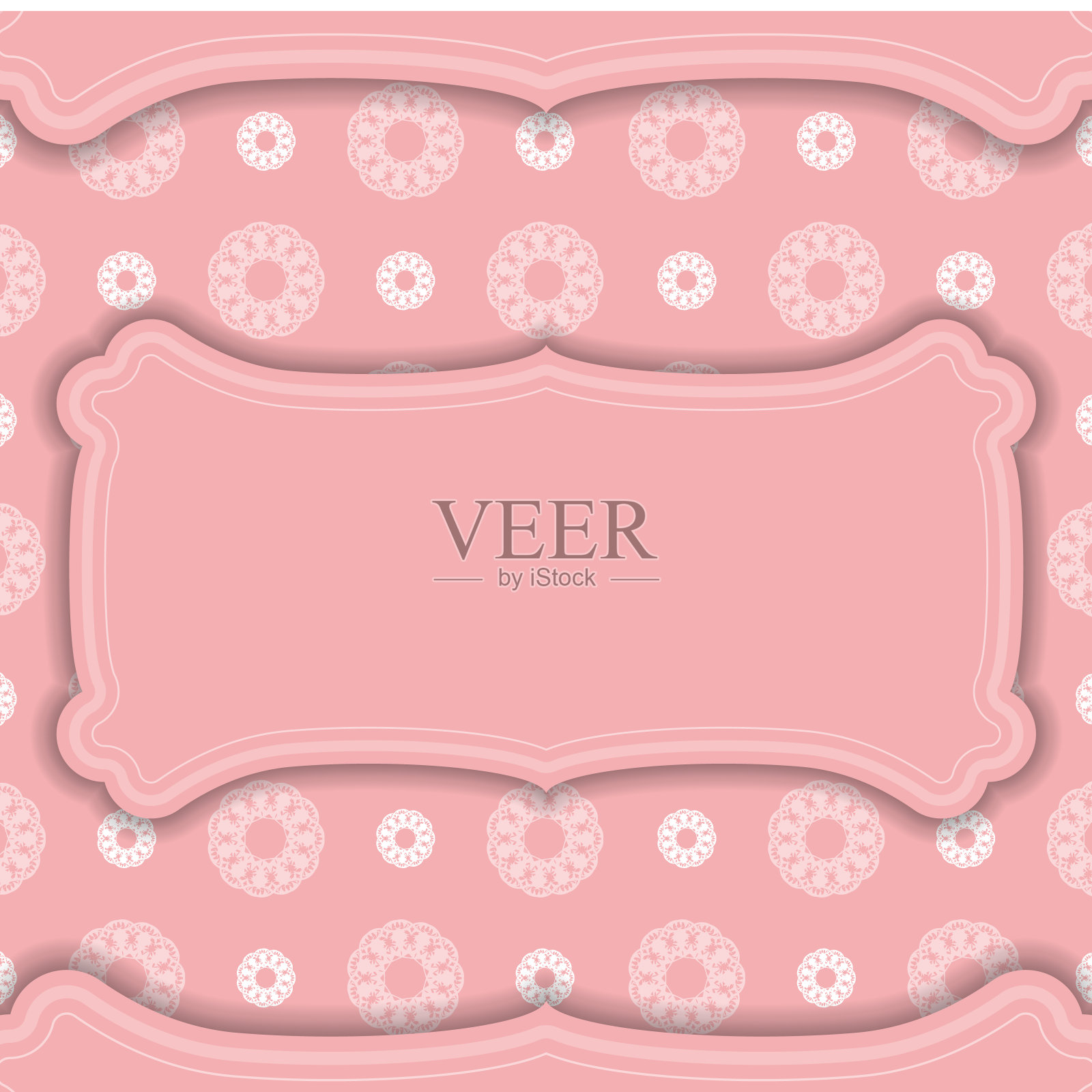 贺卡模板粉红色豪华的白色图案准备印刷。插画图片素材