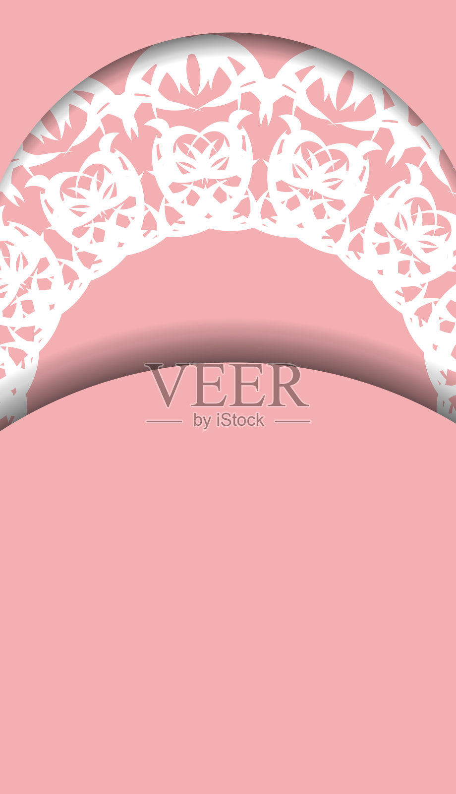 粉红色横幅与印度白色图案，并在您的文本下插画图片素材