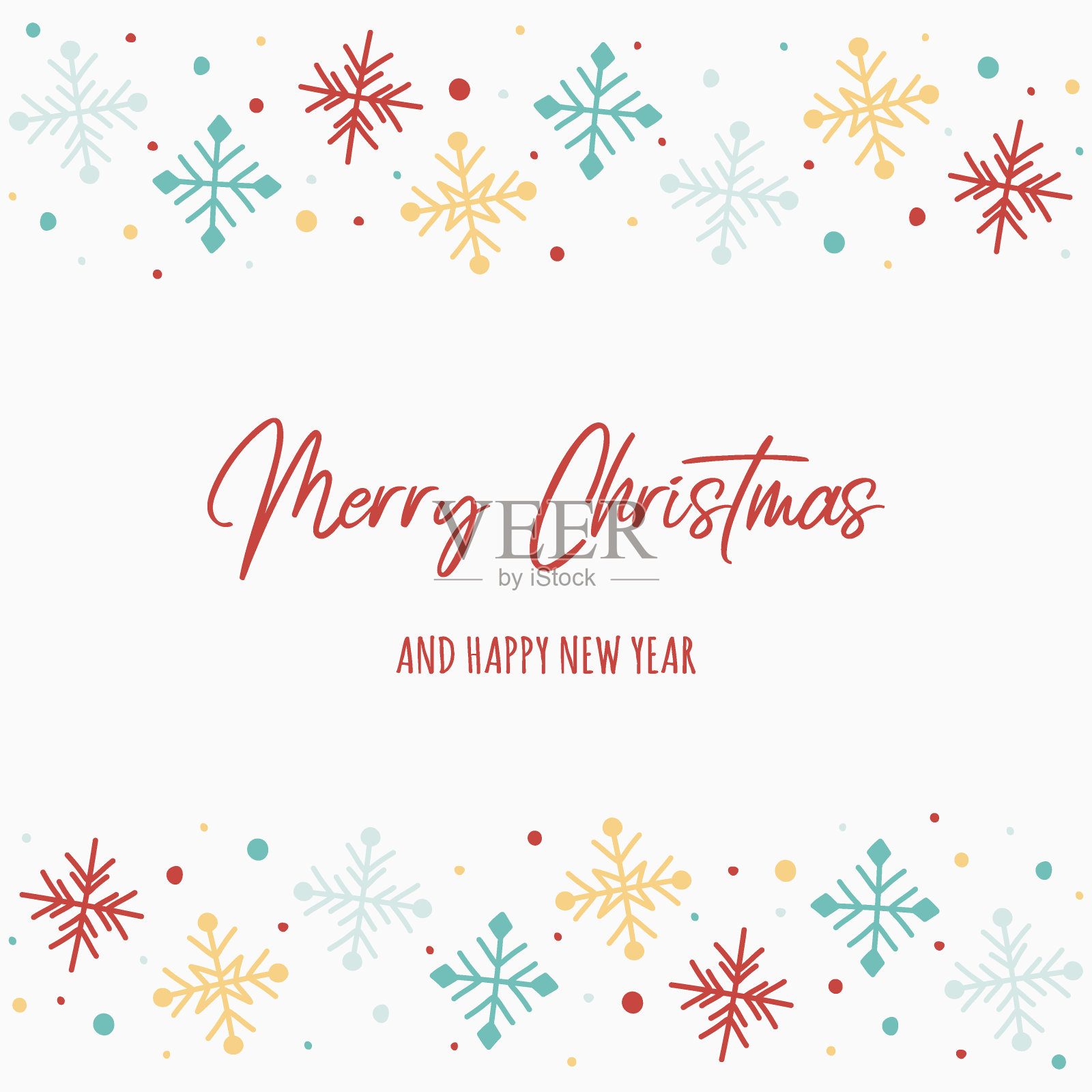 手绘雪花圣诞贺卡的概念。向量插画图片素材