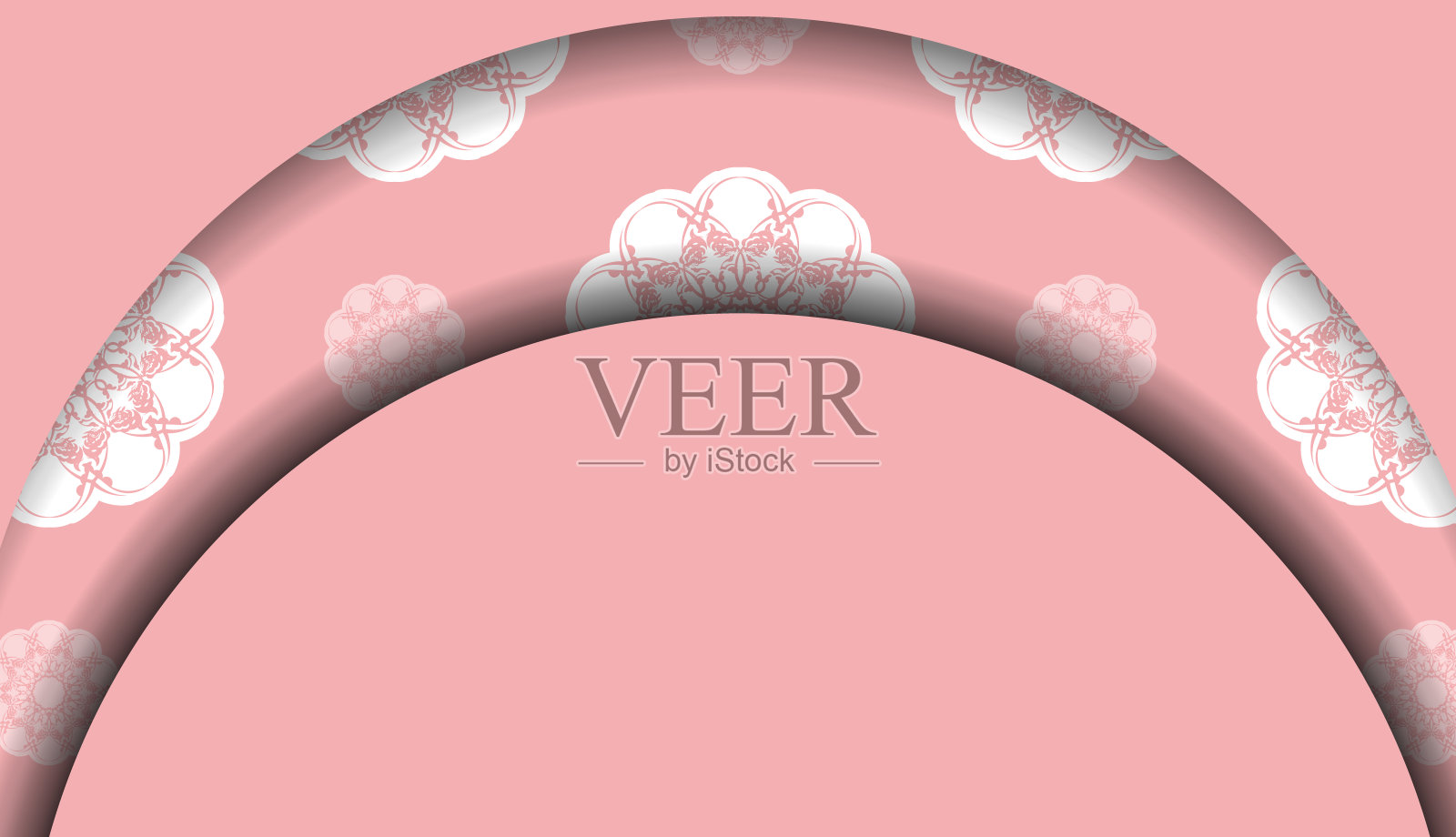 粉红色横幅模板与豪华的白色图案和空间为您的标志插画图片素材