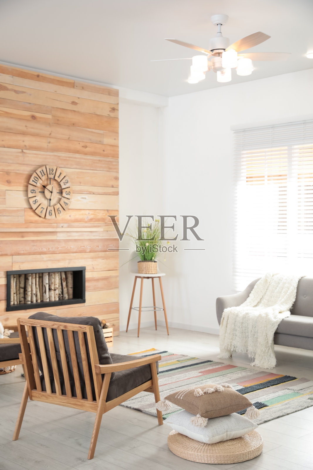 现代的客厅内部与时尚的家具照片摄影图片