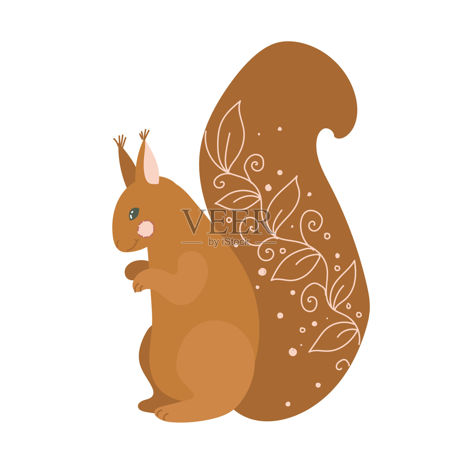 可爱的松鼠涂鸦风格。圣诞节和新年的简单装饰。矢量插图孤立的白色背景。设计元素图片