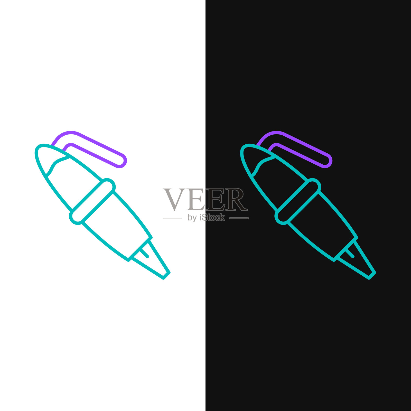 线钢笔笔尖图标隔离在白色和插画图片素材