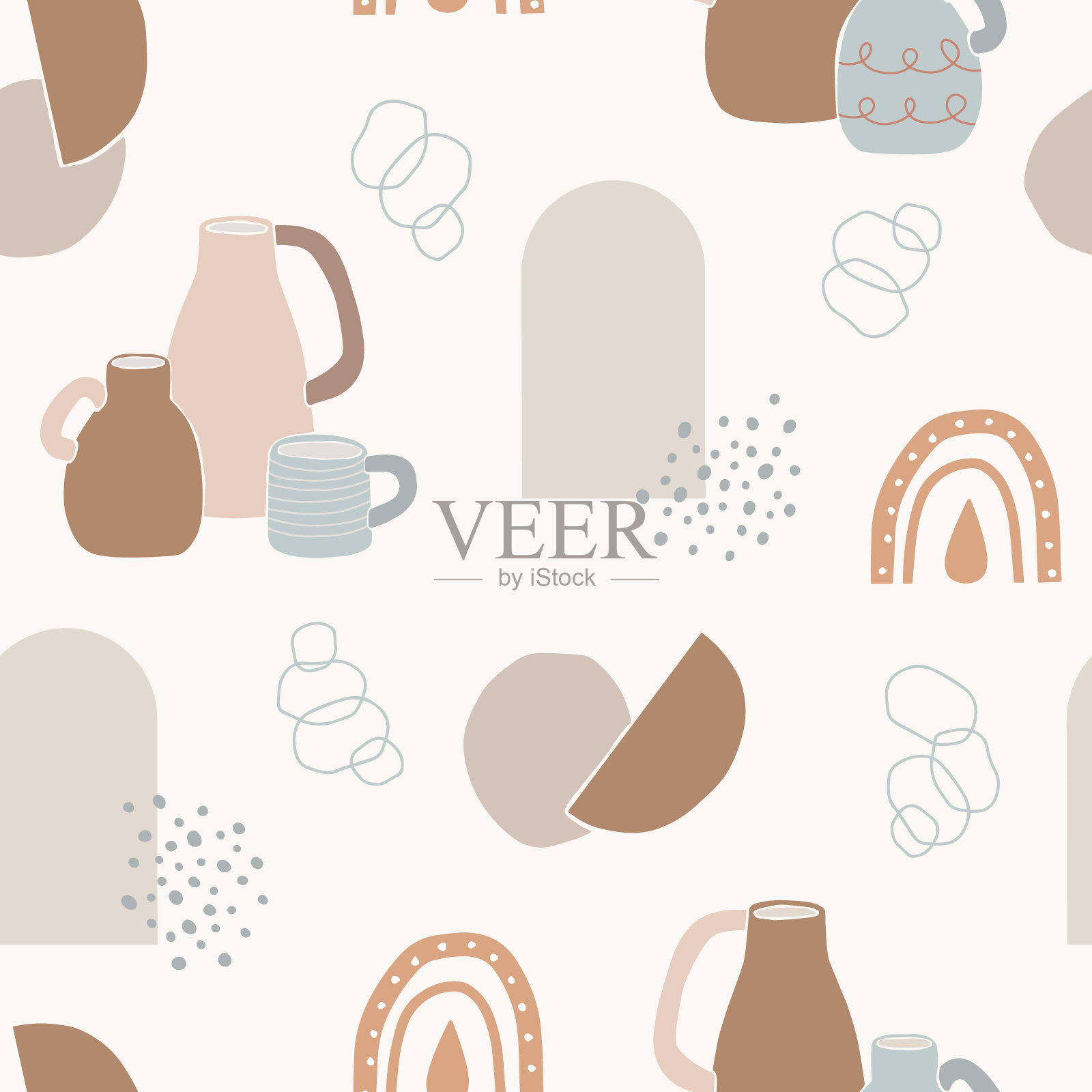 陶瓷餐具无缝花纹插画图片素材