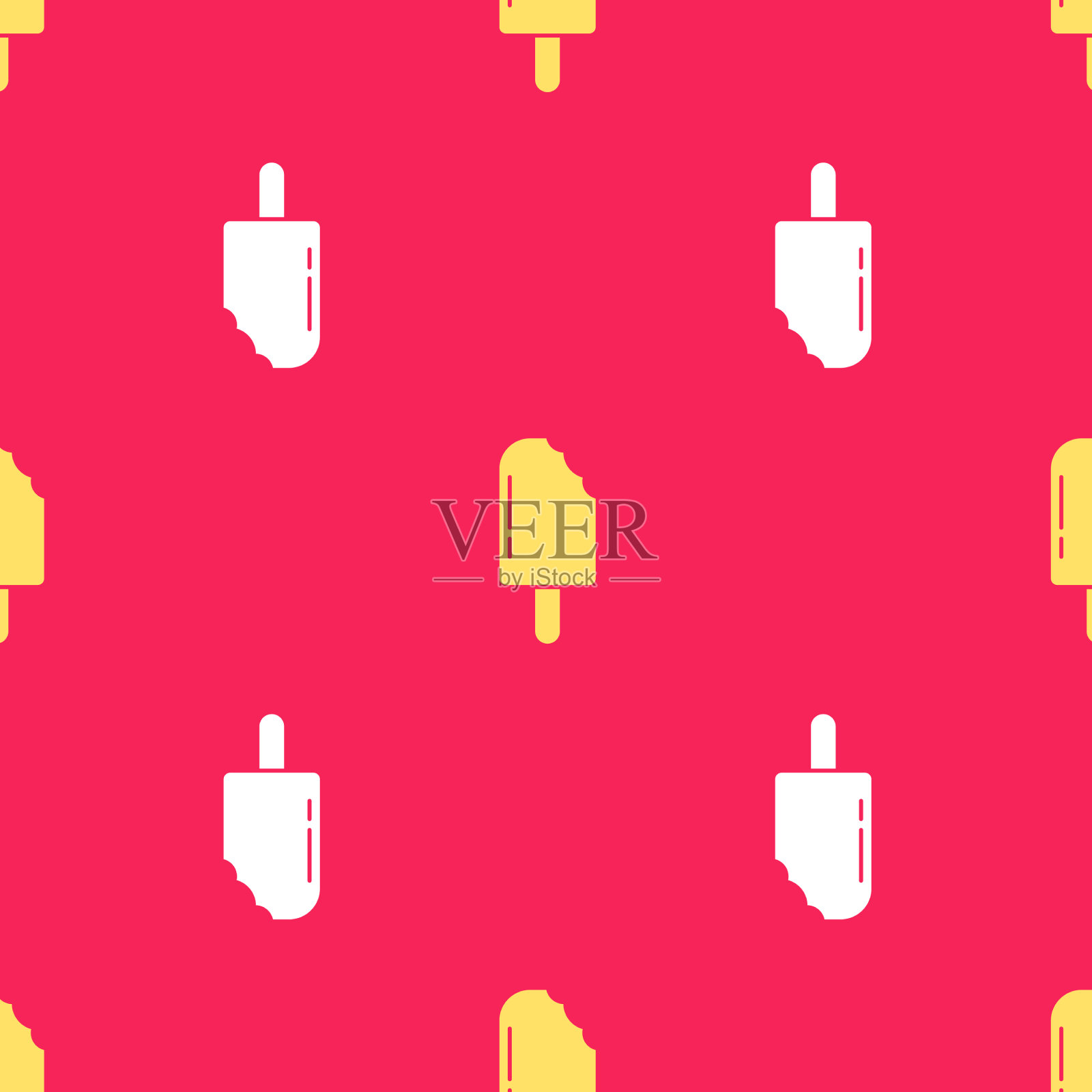 黄色冰淇淋图标隔离无缝图案上插画图片素材