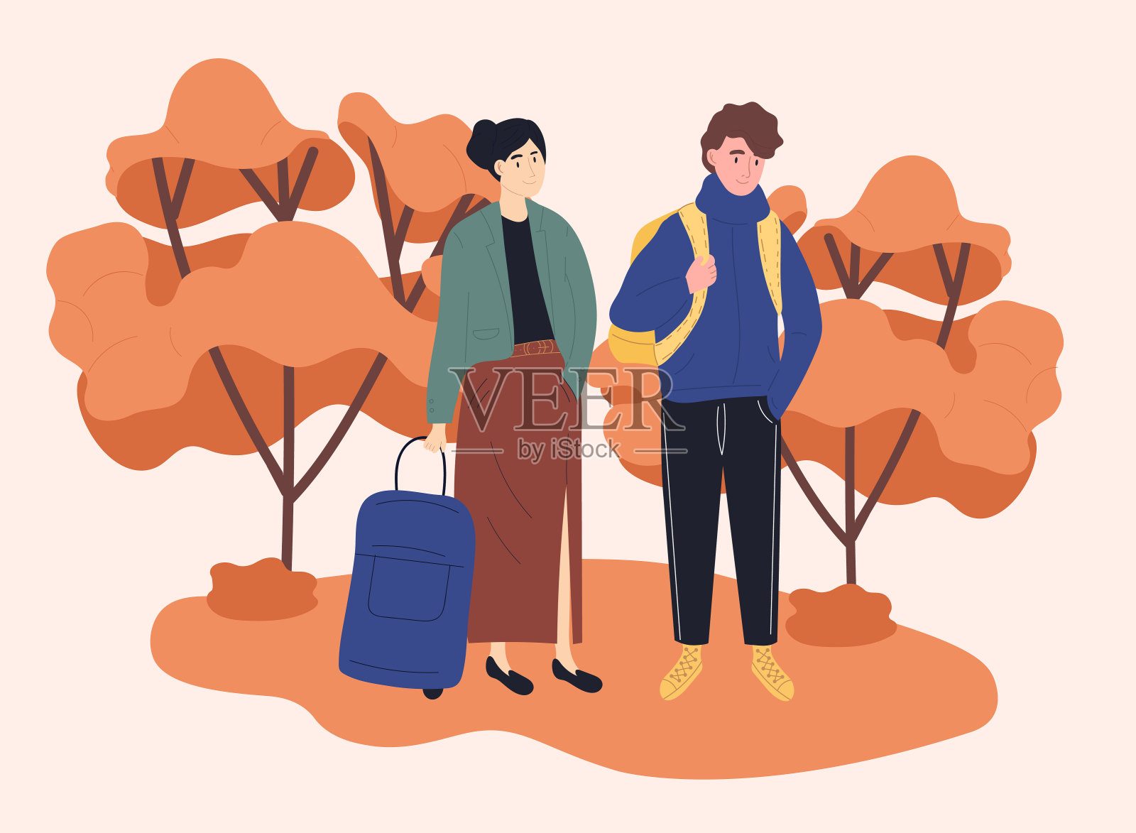 与行李走插画图片素材