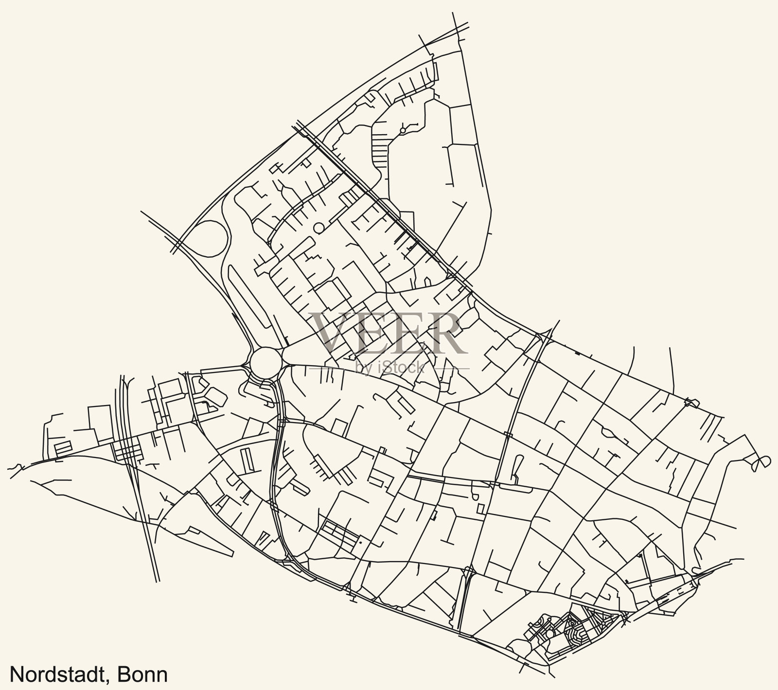 德国波恩的诺德施塔特街道地图插画图片素材