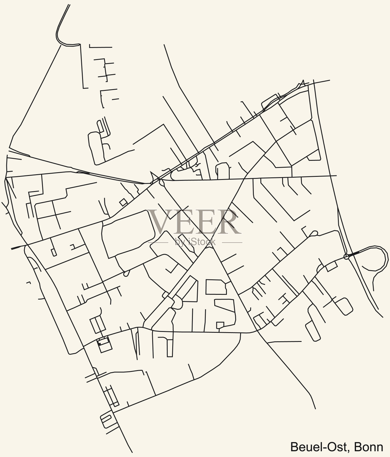 德国波恩Beuel-Ost街道道路图插画图片素材