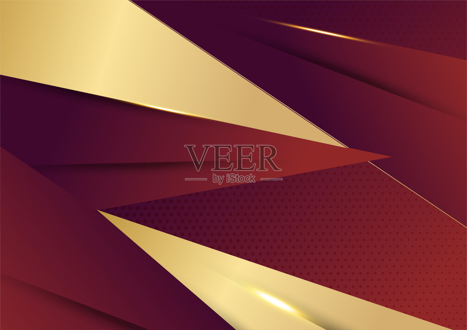 抽象金线模式业务技术在红色渐变背景上。插画图片素材