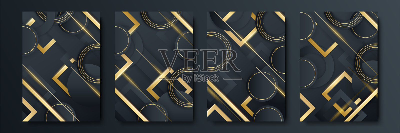 豪华套盖模板。向量覆盖设计的标语牌，横幅，传单，报告和卡片。黑色和金色抽象背景收藏插画图片素材