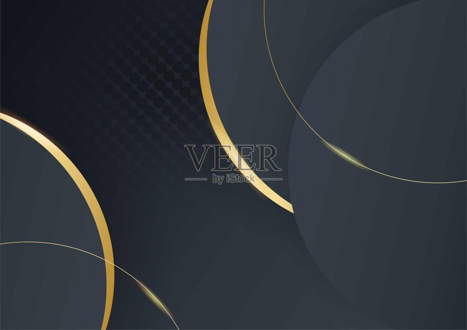 抽象的黑色和金色奢华背景。现代深色旗帜模板矢量几何形状模式。未来数字平面设计插画图片素材