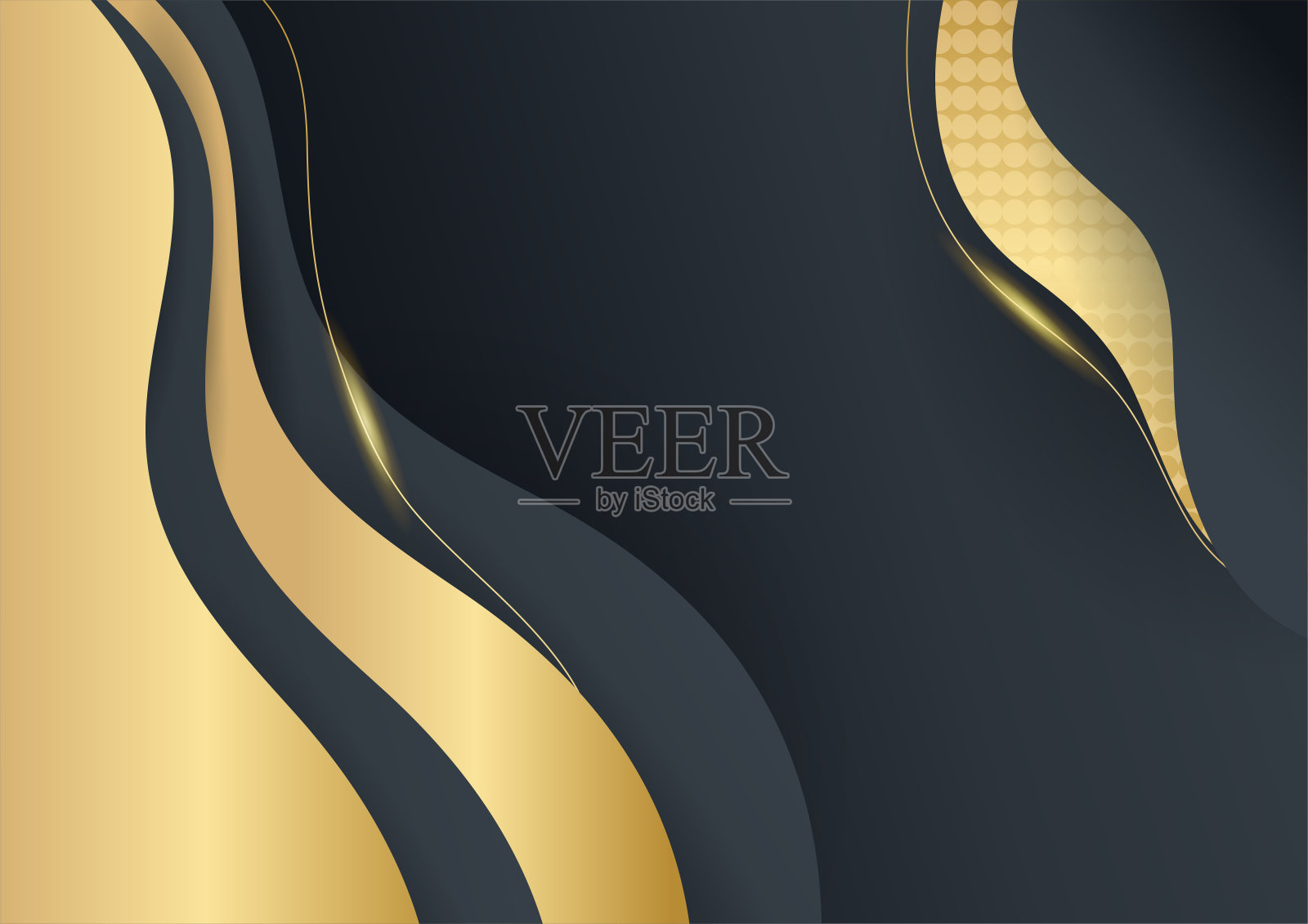 抽象亮色金色波浪设计元素插画图片素材