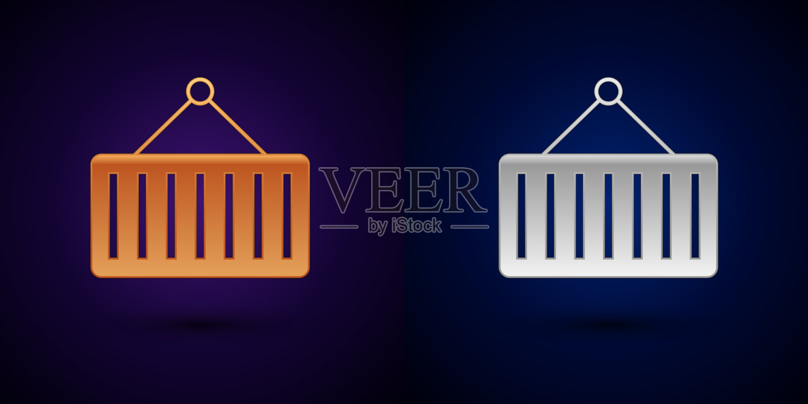 金银容器上的起重机图标隔离图标素材