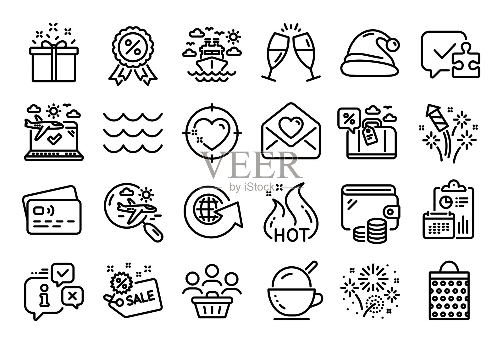 一套特别优惠情书和圣诞老人图标素材