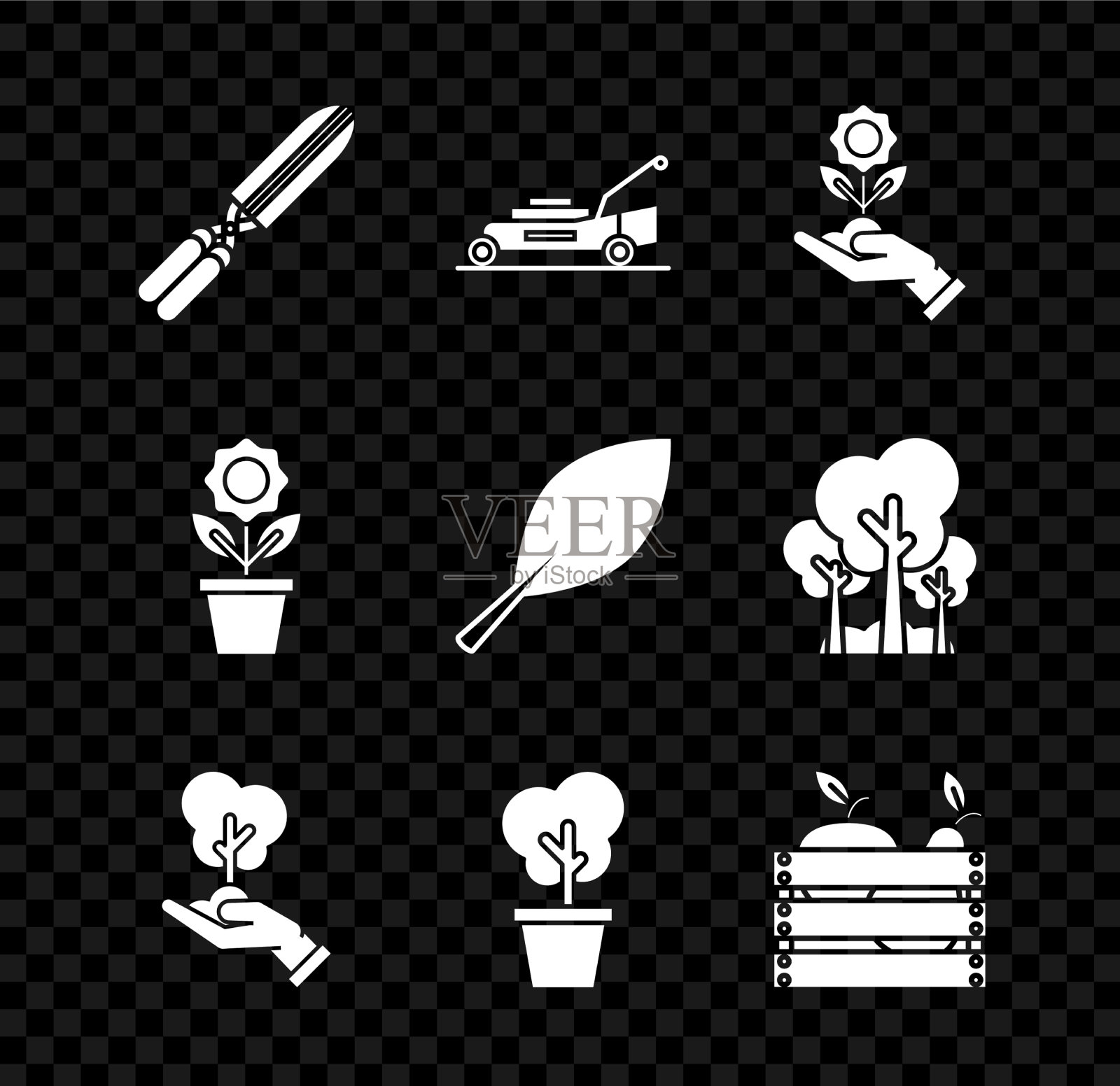 设置园艺手工剪刀修剪草坪图标素材