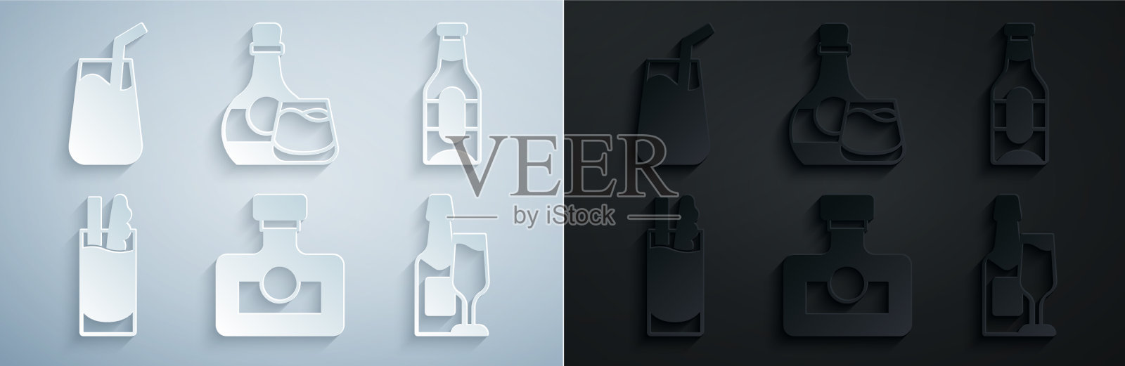套酒喝朗姆酒啤酒瓶鸡尾酒图标素材