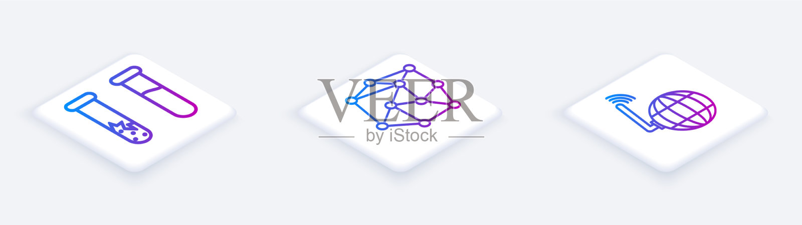 设置试管和烧瓶神经等距线插画图片素材