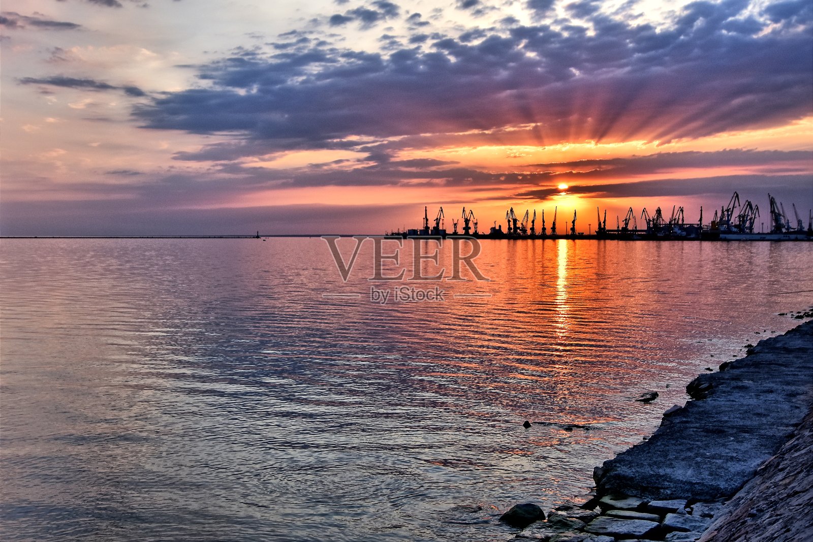 亚速海美丽的日落照片摄影图片