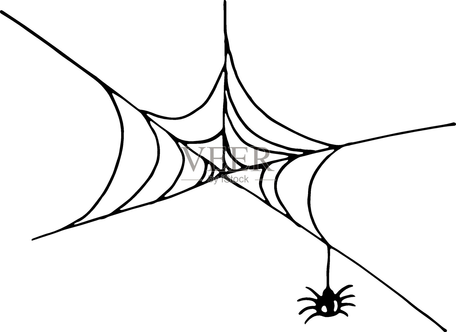 蜘蛛网。手绘矢量图像设计元素图片