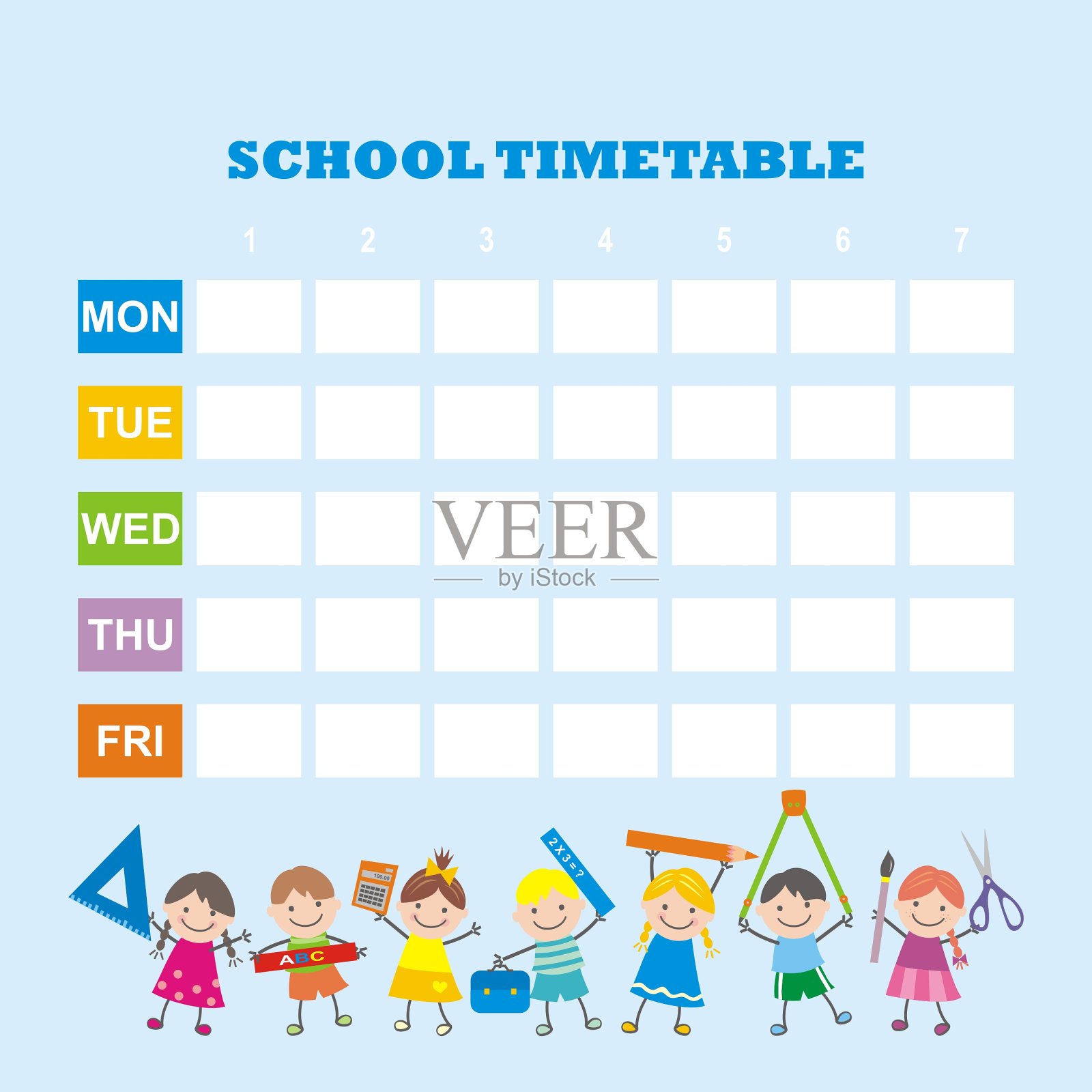 小学生的课程表，eps。插画图片素材