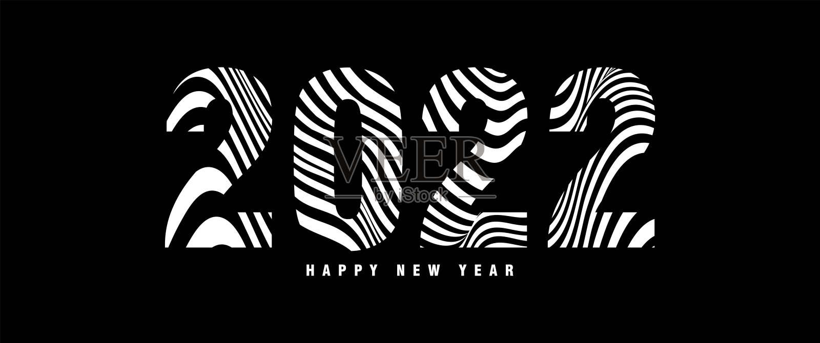 抽象波浪线版式2022。贺岁卡。插画图片素材