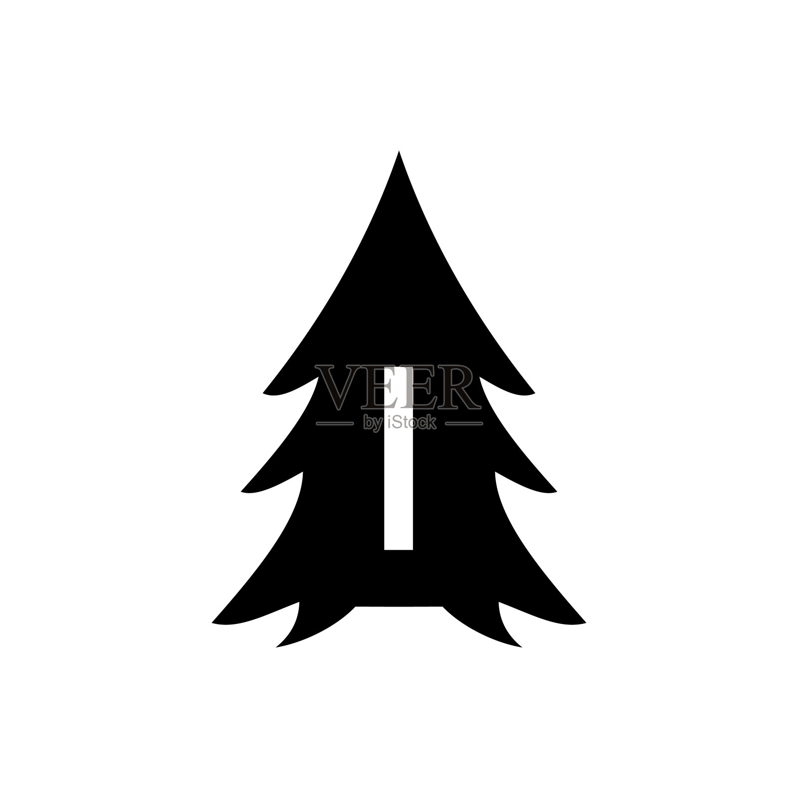 松树标志设计的字母I模板。松树度假酒店木园标志设计插画图片素材