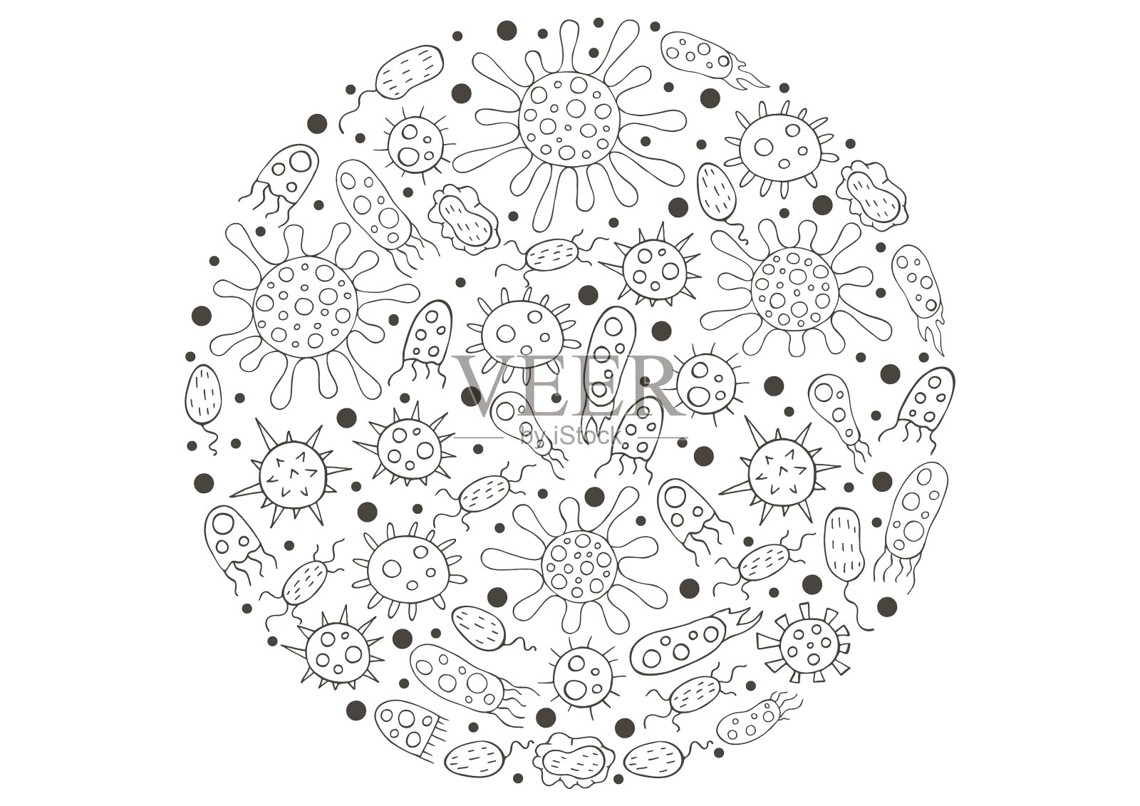 单色医学着色页黑色和白色插画图片素材