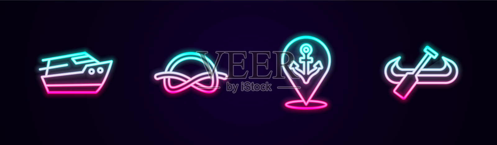 设线快艇航海绳结位置图标素材