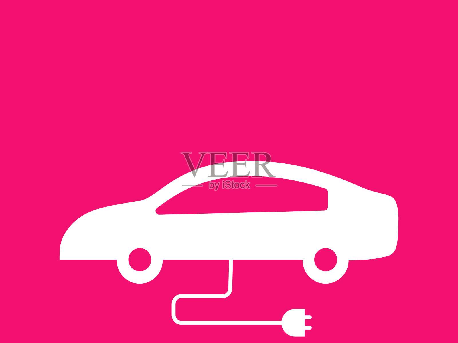 插图描绘了一个简单的图标轮廓的电动汽车插画图片素材