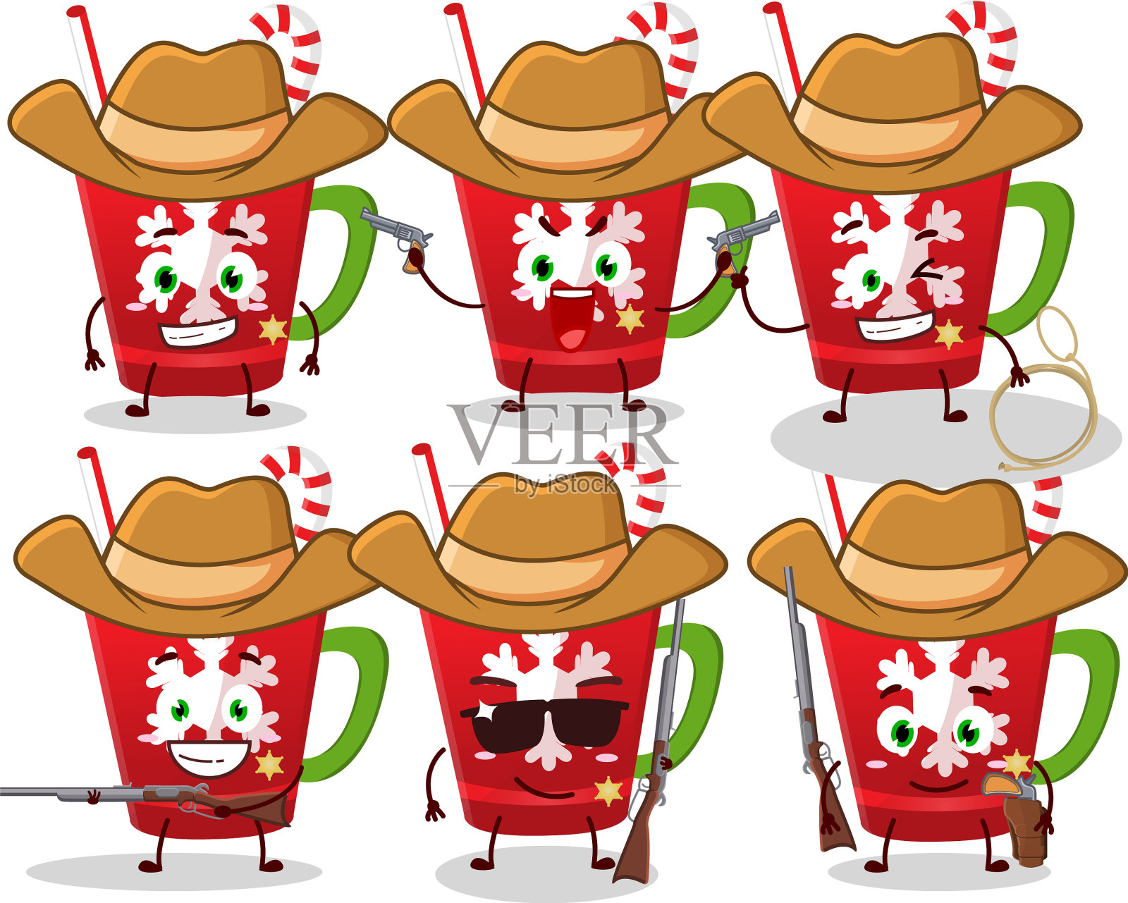 酷牛仔热巧克力卡通人物设计元素图片