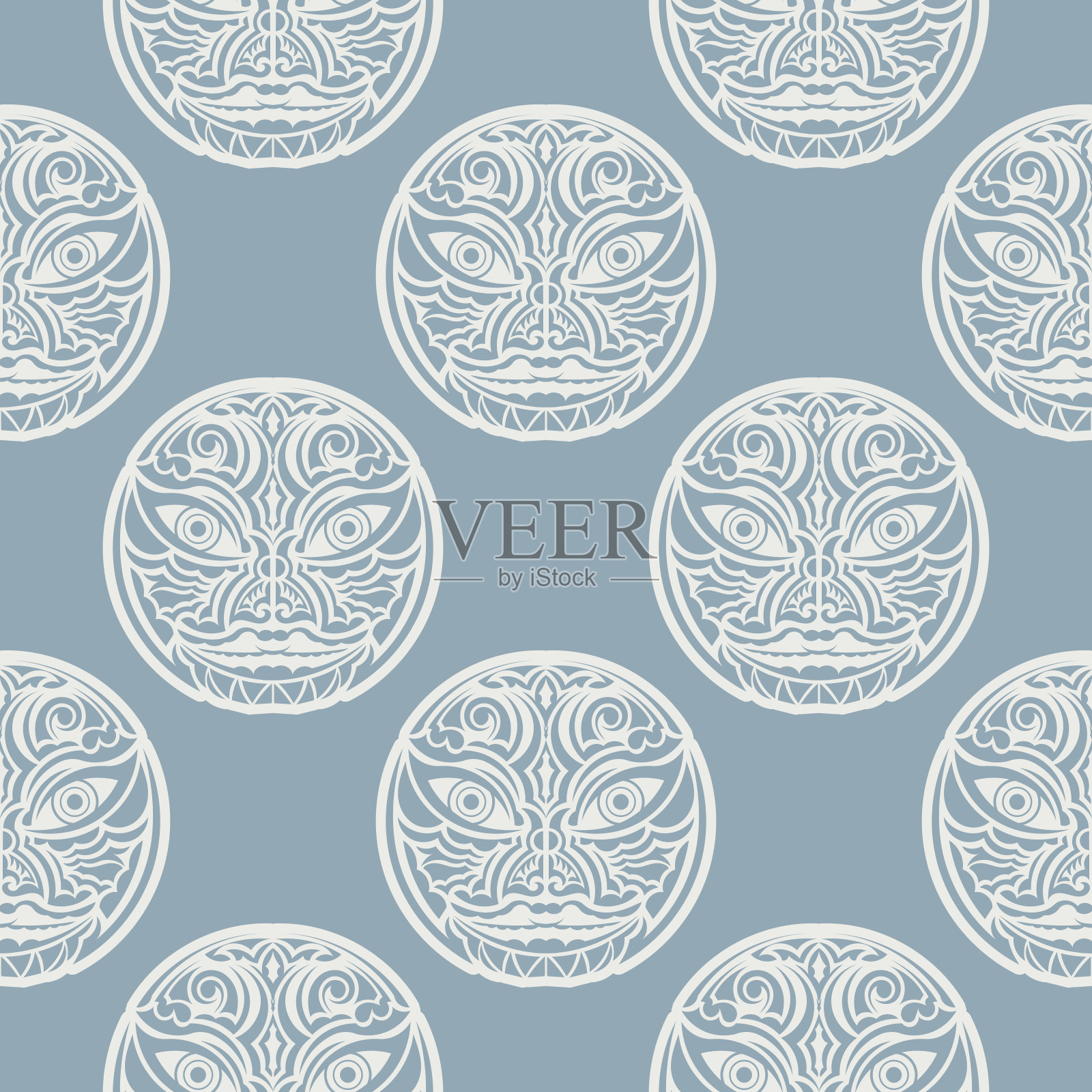 夏威夷木偶像图案无缝矢量重复几何为任何网页设计插画图片素材