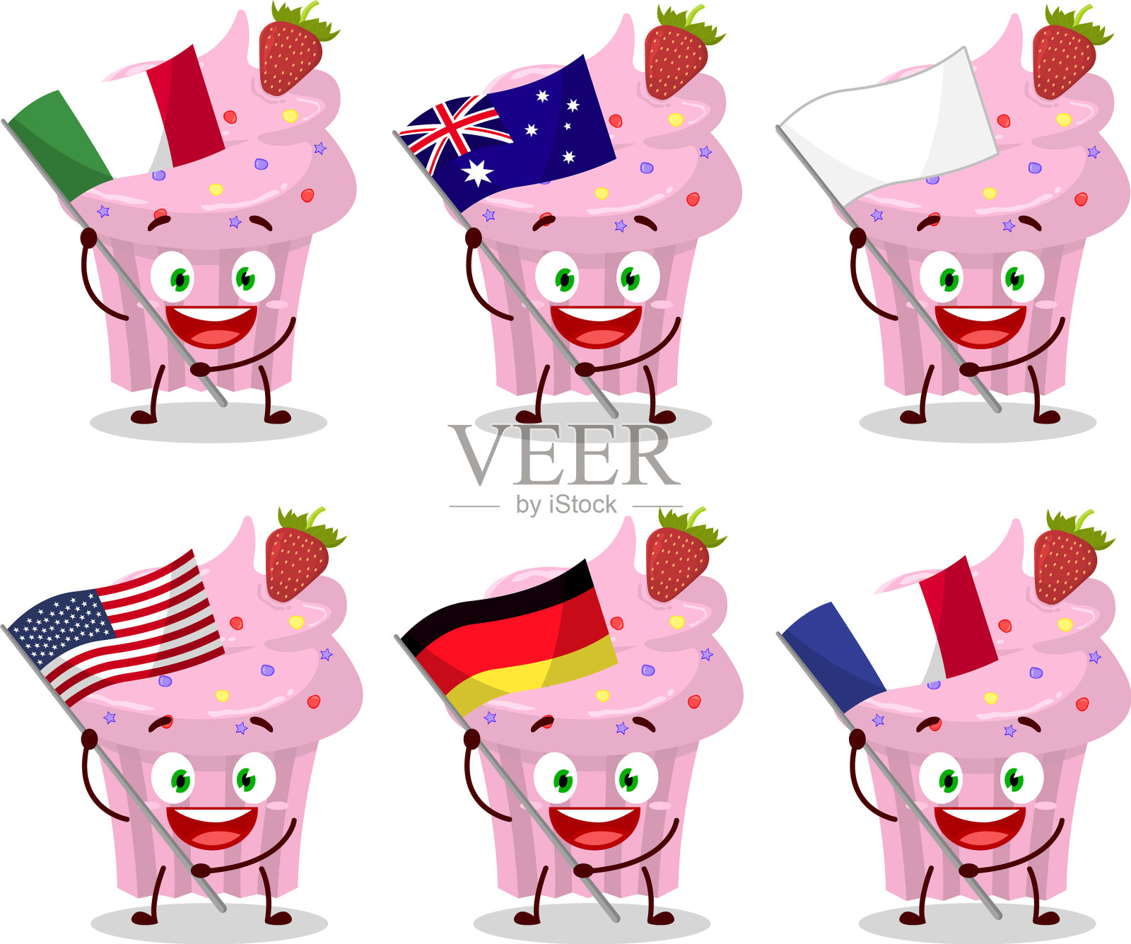 草莓松饼卡通人物带来插画图片素材