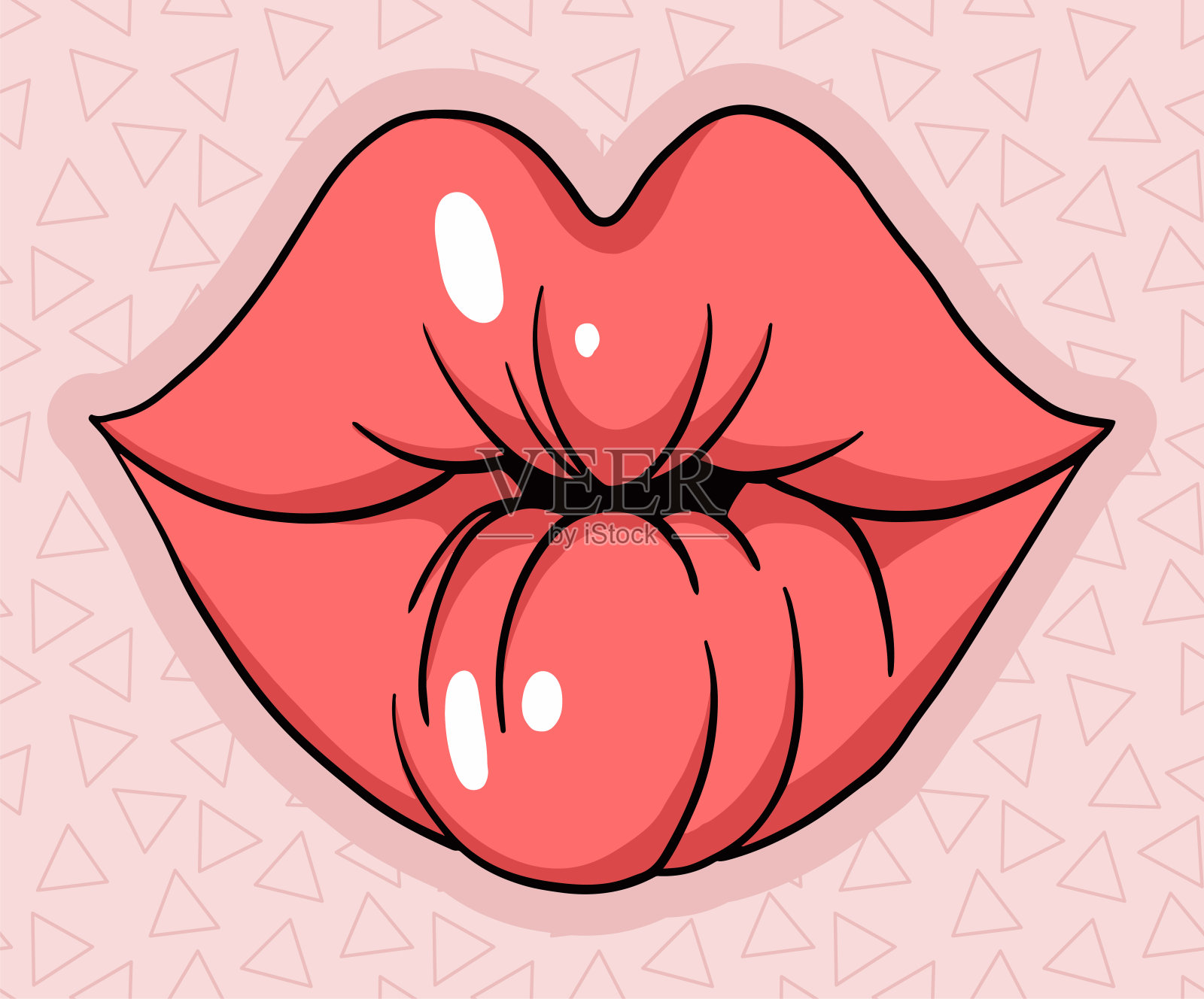 红色的嘴唇亲吻插画图片素材