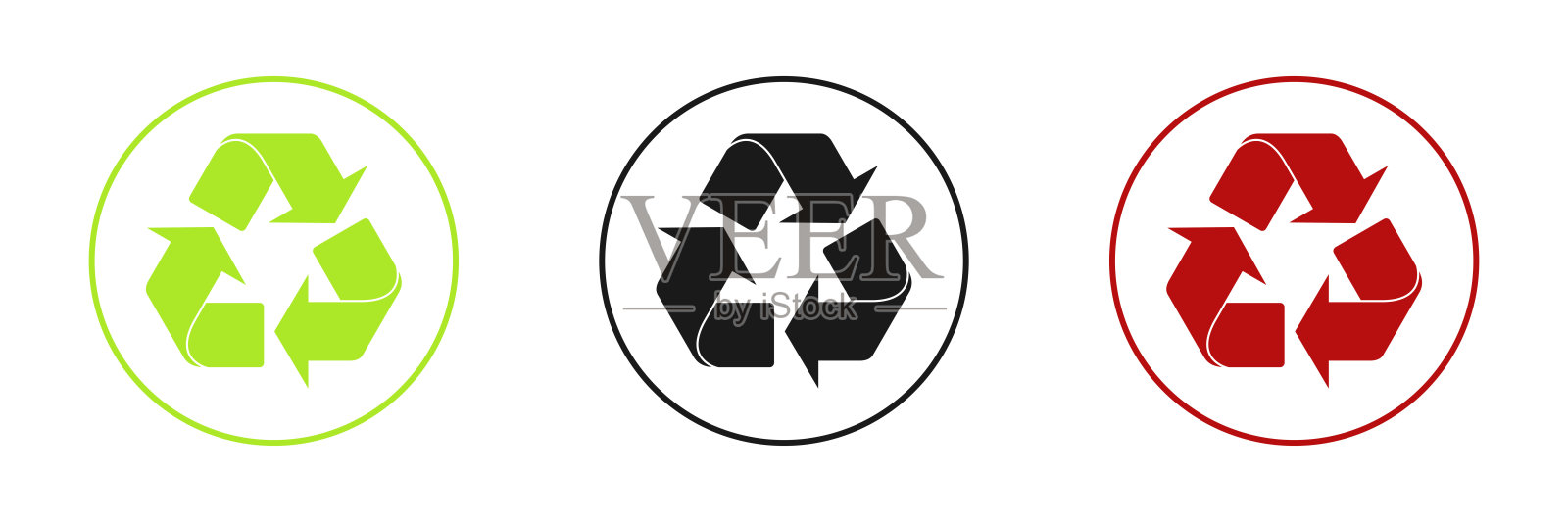 向量集合的回收图标。生态、自然的象征。插图。图标素材