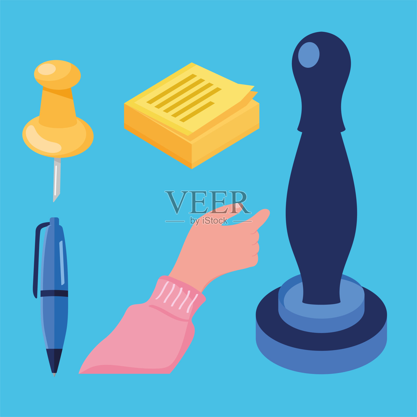 五个公证处图标插画图片素材