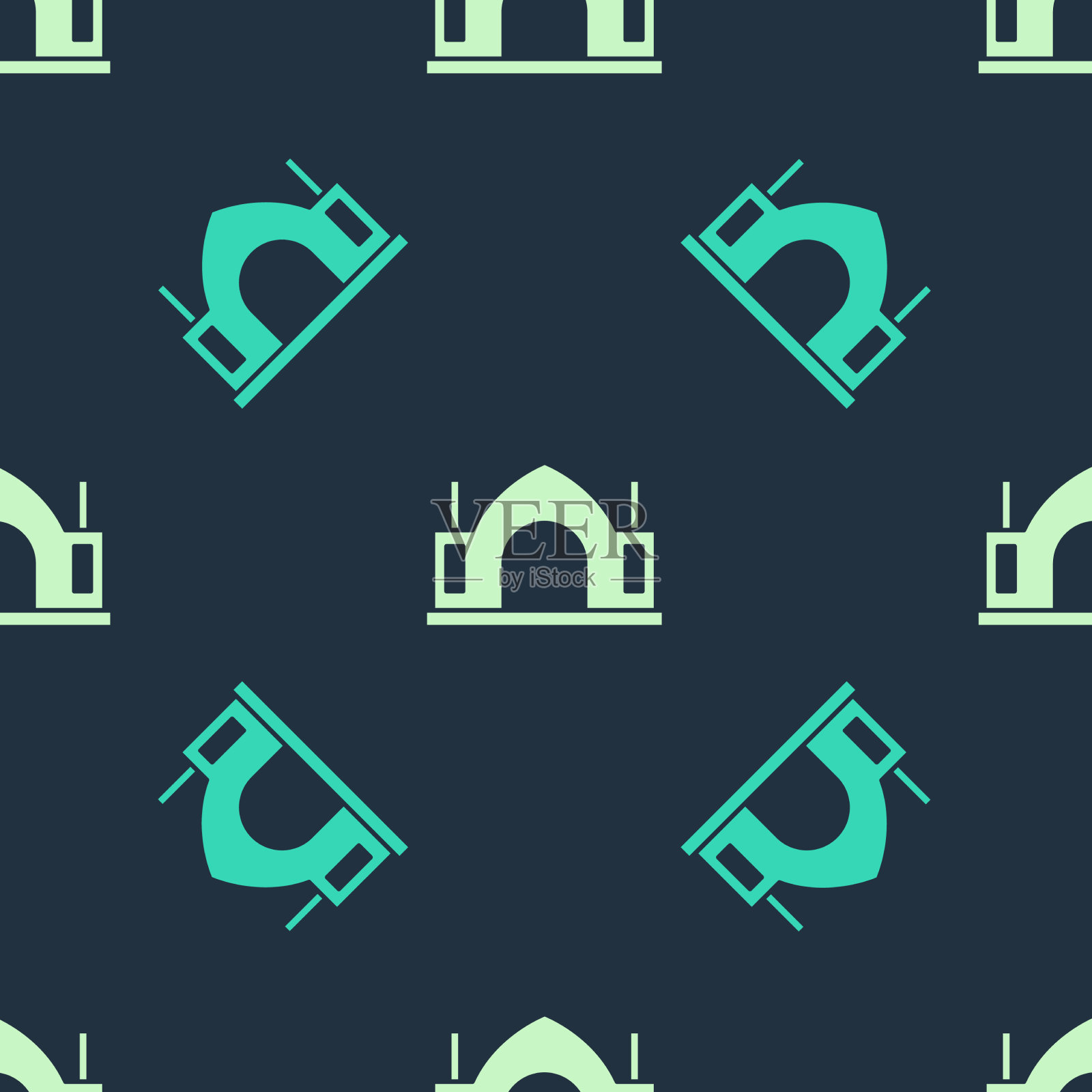 绿色和米色的印度寺庙图标插画图片素材