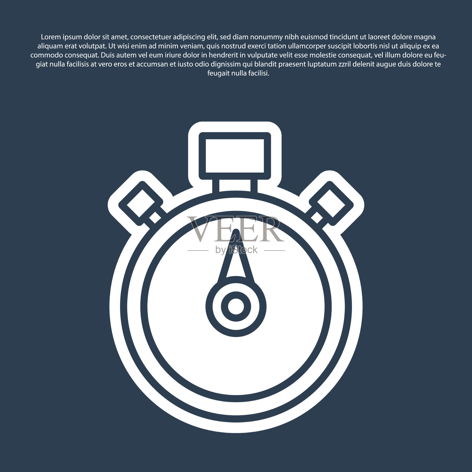 蓝色线秒表图标孤立在蓝色插画图片素材