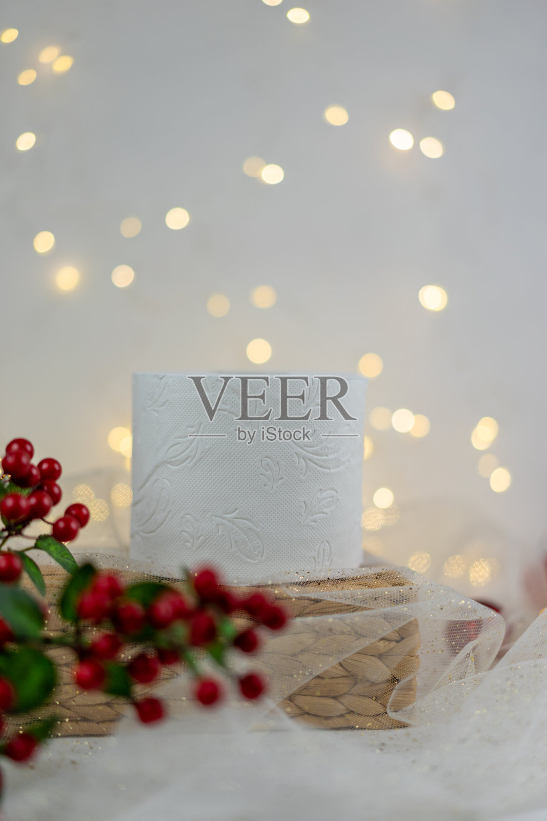 圣诞概念与化妆纸。照片摄影图片