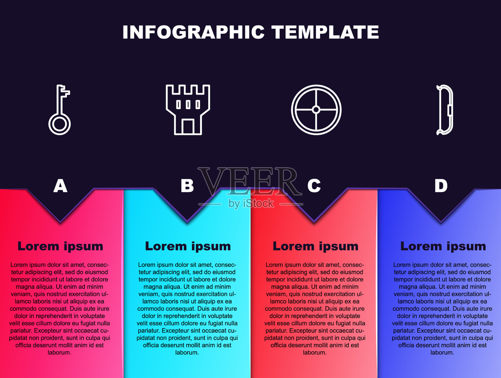 设线古老的城堡塔楼圆木插画图片素材