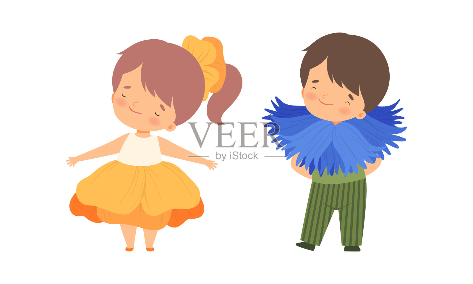 可爱的小孩子穿着花的服装设计元素图片