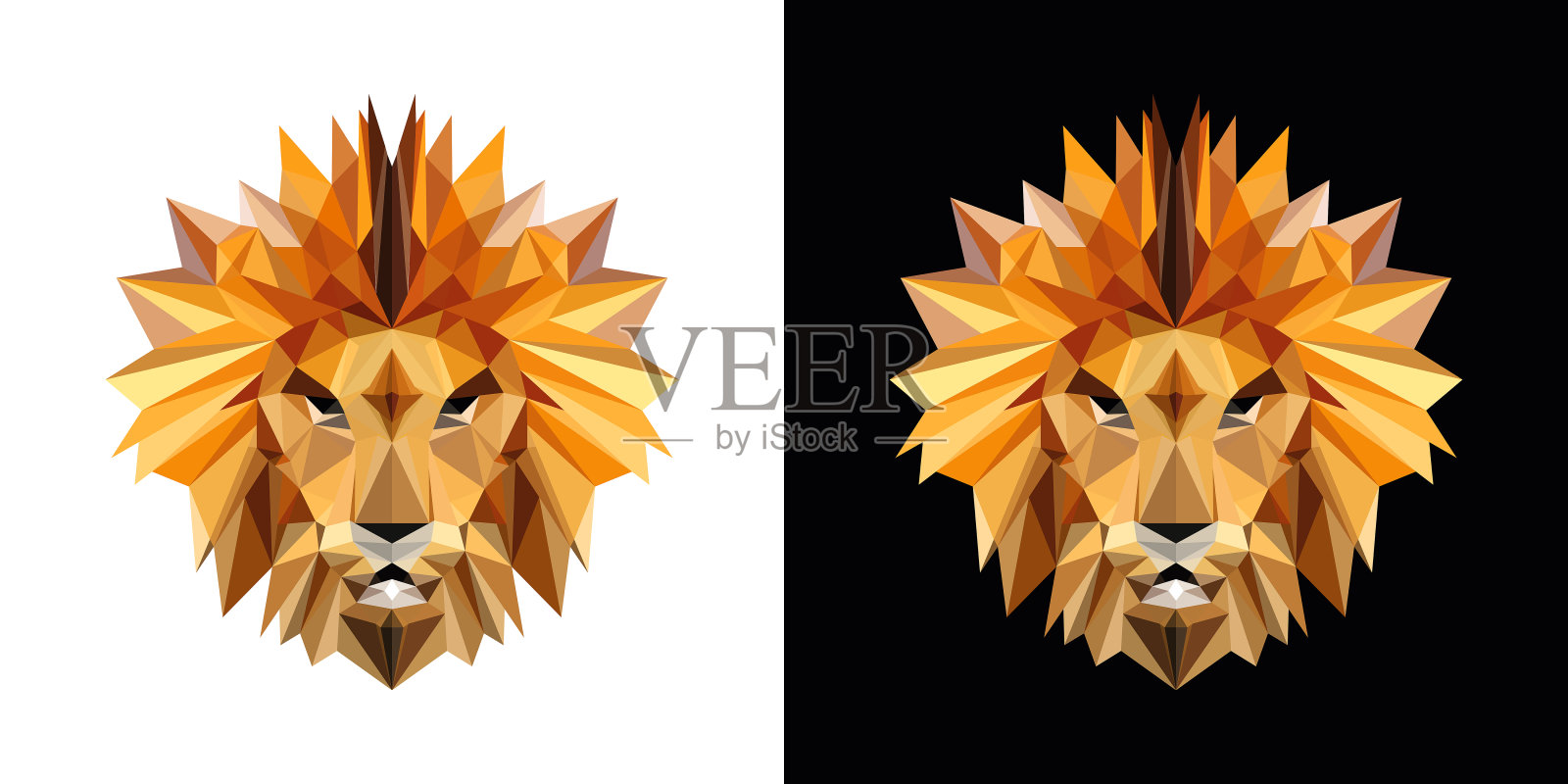 狮子设计低聚效应。矢量插图。插画图片素材