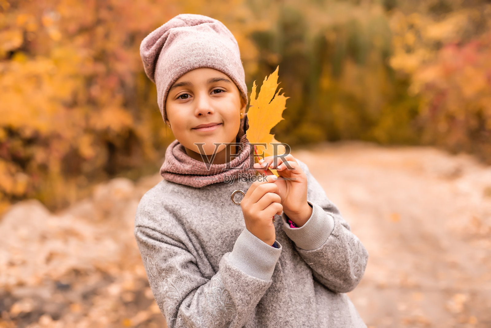 孩子们在秋天的公园里玩耍。孩子们扔黄色的叶子。小女孩带着枫叶。秋天树叶。家庭户外的乐趣在秋天。蹒跚学步或学龄前儿童的秋天照片摄影图片