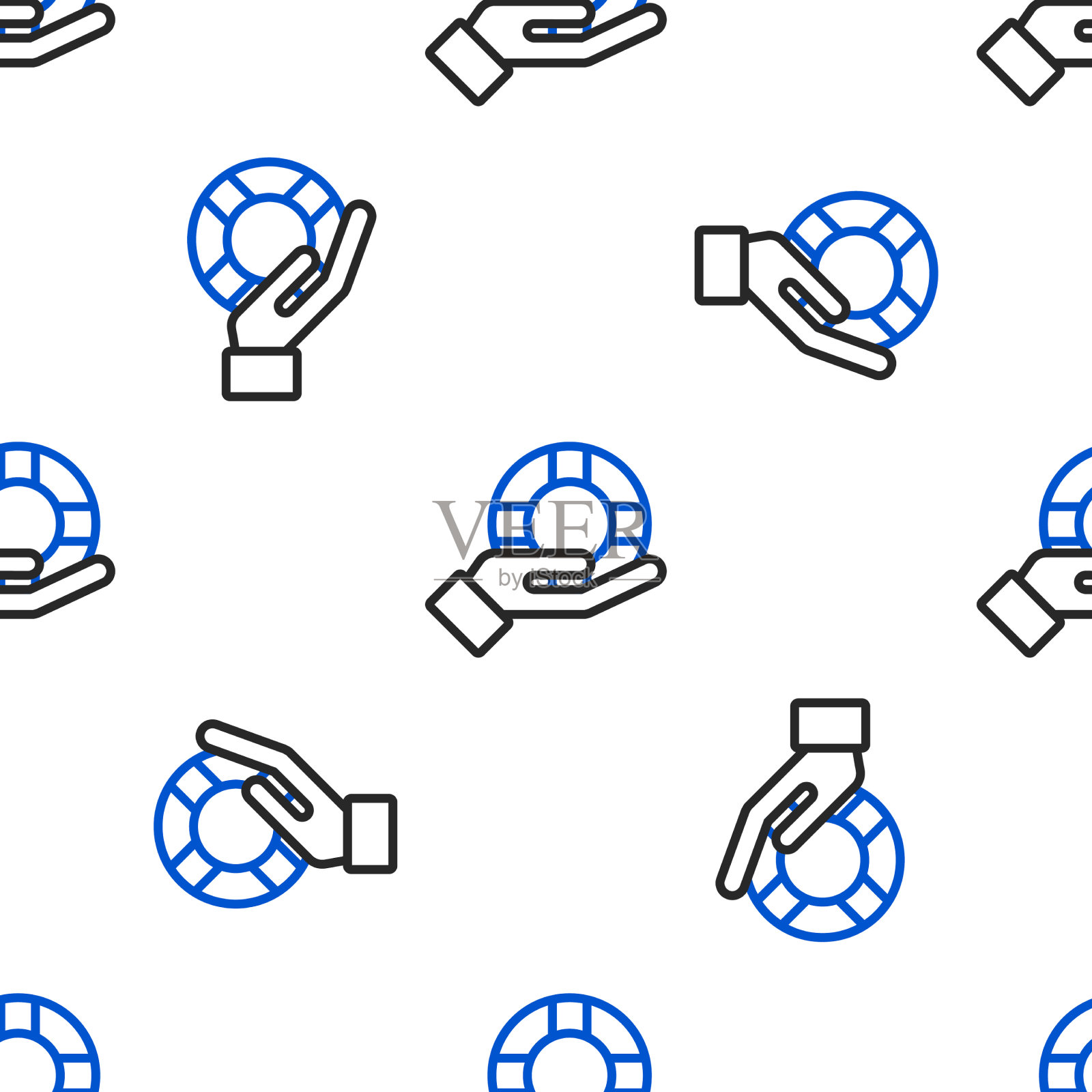 线救生圈在手图标隔离无缝图标素材